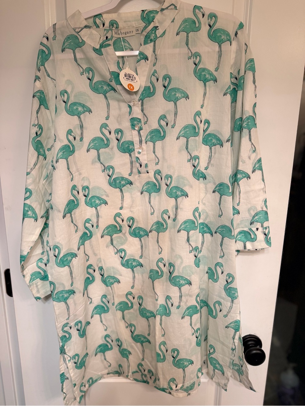 Hogan Teal Flamingo Print Tunic